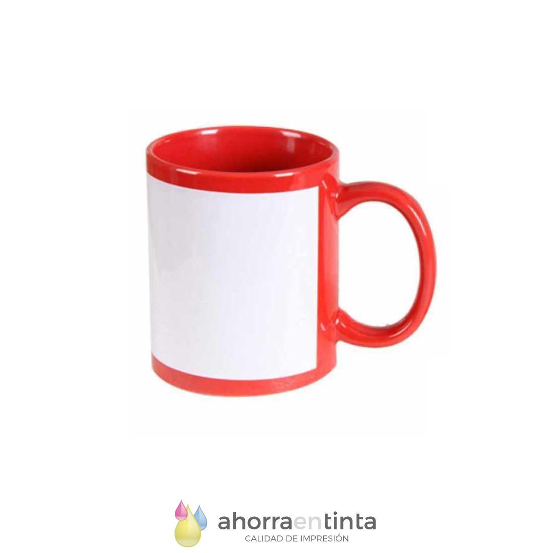 Taza De Cerámica 11oz Color Con Parche Blanco Para Sublimar Color A Elegir 