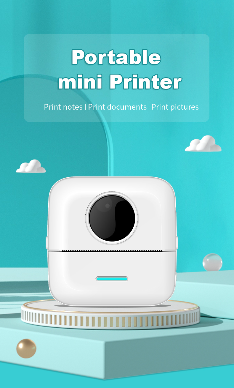  Mini impresora de etiquetas adhesivas sin tinta, Mini impresora  portátil Blutooth impresora de bolsillo, Impresora térmica de etiquetas HD